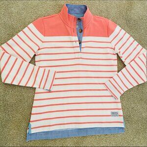 Orvis XS French Terry Striped Popover 1/4 Button Up Pullover